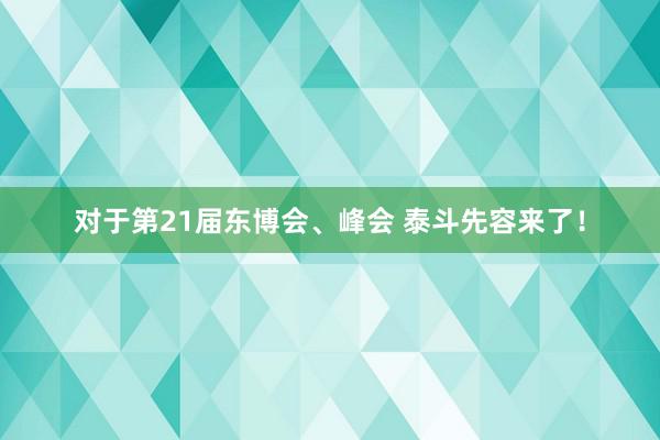 对于第21届东博会、峰会 泰斗先容来了！